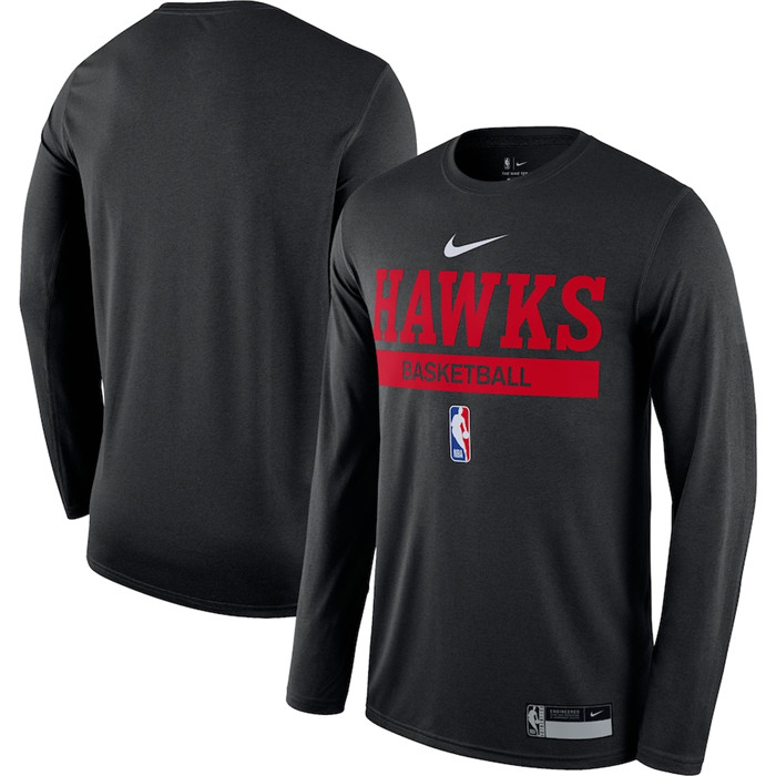 Men's Atlanta Hawks Black 2022/23 Legend On-Court Practice Performance Long Sleeve T-Shirt